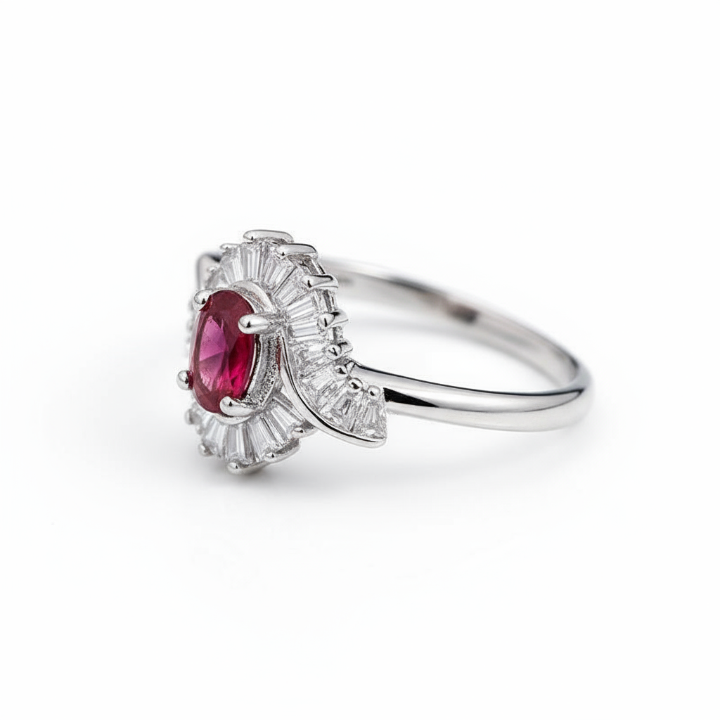 Red Stone Silver Ring